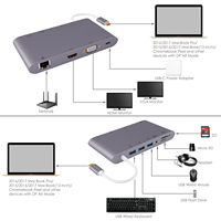 Base de Conexión USB3.0 Tipo C 10 en 1 de Aluminio Inteligente con Carga PD para Computadora, Disponible en Stock