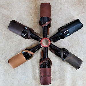 <span class=keywords><strong>Porte</strong></span>-<span class=keywords><strong>bouteille</strong></span> de bière <span class=keywords><strong>vintage</strong></span> portable de haute qualité en cuir véritable fait à la main - Product Image 2