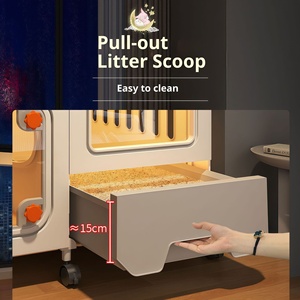Villa pour <span class=keywords><strong>chat</strong></span> avec tiroir <span class=keywords><strong>de</strong></span> toilette intégré offrant un espace intérieur libre extra large une maison pour chats avec une chambre - Product Image 4