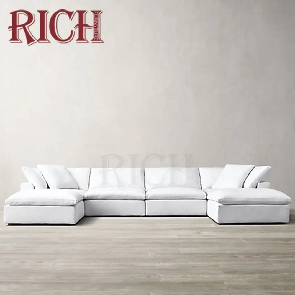 Moderno tessuto canape divano bianco a forma di l divano del soggiorno mobili nube pavimento divano componibile divano componibile set