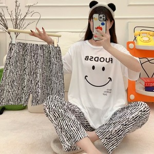 Women's 3-Piece Korean Style Pajama Set O-Neck <strong>Top</strong>, Shorts &amp; Long Pants, <strong>Silky</strong> Soft Cartoon Print Summer Lounge Wear - Product Image 6