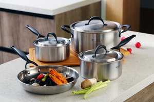 Juego <span class=keywords><strong>de</strong></span> Ollas y <span class=keywords><strong>Sartenes</strong></span> <span class=keywords><strong>de</strong></span> Cocina <span class=keywords><strong>de</strong></span> Acero Inoxidable 304 <span class=keywords><strong>de</strong></span> la Serie Platinum del Fabricante, Triple Capa <span class=keywords><strong>de</strong></span> <span class=keywords><strong>Titanio</strong></span> Platino, Antiadherentes y Pulidos - Product Image 2