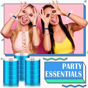 Bracelets VIP à paillettes de forme large avec logo, personnalisables, couleur or et bleu, jetables - Product Image 2