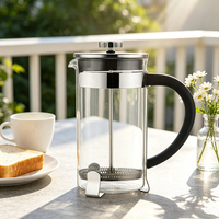 Cafetière à piston écologique en verre borosilicate avec filtre en acier inoxydable 1000 ml, résistante à la chaleur, portable pour les voyages