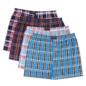 Mix Size L-XXL Plaid Boxer Shorts Men Underwear Custom Plus Size Cheap Polyester Boxer Briefs UOKIN T4020