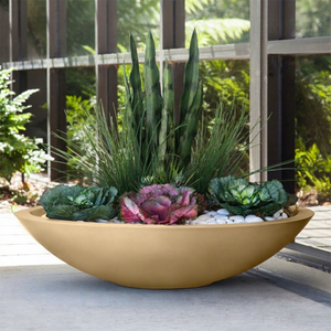 Jardinières décoratives en fibre de verre sculptées à la main, demi-bol, style européen, durables, écologiques, personnalisables pour hôtels et jardins - Product Image 1