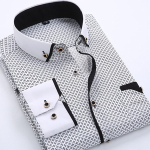 Camisas Casuales para <span class=keywords><strong>Hombre</strong></span> de Negocios, con Botones, Cuello Camisero, Manga Larga, Ajustadas, Estampadas, a la Moda - Product Image 5