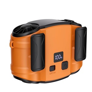 Ventilador de Cintura de Doble Barril H8 Naranja Recargable con Pantalla Digital, Ventilador Portátil para Construcción, Camping y Actividades al Aire Libre - Product Image 1