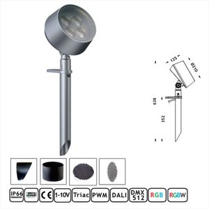 Lámpara <span class=keywords><strong>de</strong></span> jardín con punta led para exteriores, 4,5 W, 6W, <span class=keywords><strong>7</strong></span> vatios, 304 acero inoxidable, césped, paisaje, patio, iluminación GU10, MR16, foco LED para césped - Product Image 6