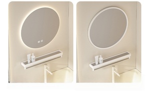 Cream wind multi-layer thick solid wood rock board integrated basin intelligent lighting <b>mirror</b> <b>small</b>-sized bathroom cabinet - Product Image 6