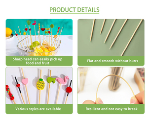 Dùng Một Lần Tự Nhiên Màu Xanh Lá Cây Tre Bead Pick Trái Cây Hoa Tre Thanh Thắt Nút Xiên Cocktail Chọn Cho Thanh Công Cụ Cho Trái Cây Phục Vụ - Product Image 4