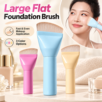 Pinceau de maquillage professionnel à logo personnalisé, grand, plat, en fibres synthétiques, pour fond de teint liquide et crème, couvrance lisse