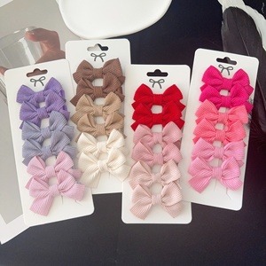 Lot de 6 pinces à cheveux en tissu gaufré de coton, couleur unie, motif dessin animé, pour bébés filles, vente en gros, nouveauté mode pour fêtes - Product Image 2