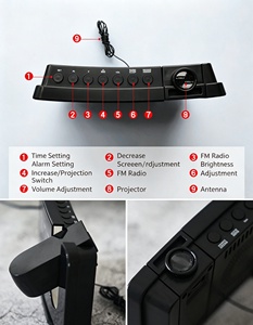Réveil projecteur avec <span class=keywords><strong>radio</strong></span> FM, double alarme, 180° °   Horloge numérique de chevet à affichage LED rotatif avec charge USB pour chambre à coucher ET0716 - Product Image 2