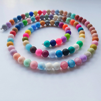 Nouvelles perles rondes en silicone de qualité alimentaire pour la dentition, 12mm, 15mm, 19mm, perles imprimées en silicone pour DIY, sucettes, porte-clés, colliers