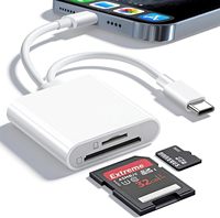 Lecteur de carte SD USB C 2-en-1 pour iPhone, lecteur de carte SD double emplacement USB-C/L pour iPhone 16/15/14/13/12, MacBook, Mac, et appareils photo de chasse