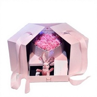 Boîte cadeau surprise rigide rose mat à double tiroir, multicouche, avec ruban de satin pour demande en mariage, vente en gros directe d'usine