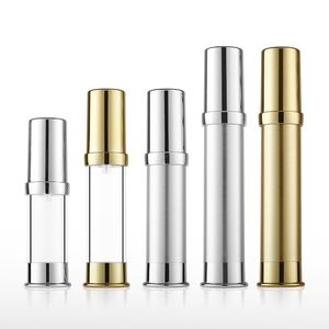 Botella de bomba de loción de plata sin aire de vacío de plástico recargable 5ml 10ml 15ml 20ml 30ml Embalaje de cosméticos dorados para el cuidado de la piel - Product Image 3