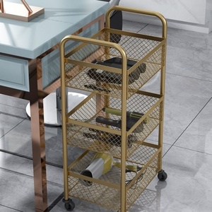 2025 Sober Beauty New Design Makeup <b>Salon</b> Cart 3 Tiers Pedicure Spa Nail Shop Trolley Gold Beauty Trolley With Lockable Wheels - Product Image 4