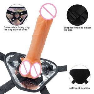 Prodotti del sesso in pelle indossabile collant grande cazzo Dildo realistico per le donne lesbiche Strapon Dildo regolabile cintura sessuale masturbatore - Product Image 5