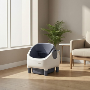 Top Seller Dual Safety Sensor Automatic Self-Cleaning <b>Cat</b> <b>Litter</b> Box Grey-White Plastic Trash Bags Included - Product Image 5