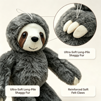 Jouet paresseux en peluche à longues bras, mignon et doux, pendentif porte-clés animal suspendu, gris rose, peluche moelleuse, mascotte pour sangle de sac à dos, en coton biologique