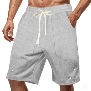 Pantalones cortos casuales de verano americano para hombre, pantalones de cinco puntos informales simples de jacquard transpirables sueltos pesados - Product Image 2