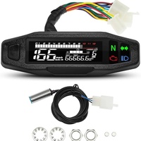 Upgrade Instrumen Motor Universal 12V Baru, Mini LCD Speedometer Tachometer Pengukur Bahan Bakar yang Dapat Disesuaikan, Dashboard ATV Skuter