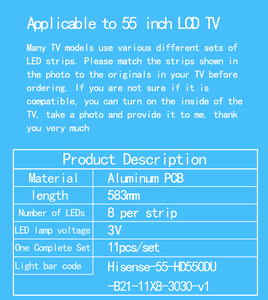 สำหรับไฟแบ็คไลท์ทีวี LED Hisense PANASONIC 55 นิ้ว 8LED รุ่น Hisense-55-HD550DU-B21-11X8-3030-v1 LBM550P0801-FH-1S 2015CHI550-B81-3228 - Product Image 3