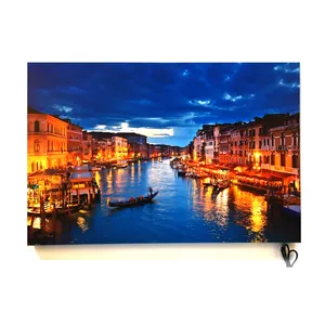 Pintura de parede arte decoração veneza paisagem bateria led luz