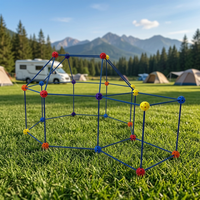 Petit explorateur : Ensemble de construction de fort DIY de 69 pièces avec tente en tissu bonus, jouet éducatif STEM