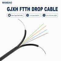 Kabel Serat Optik Wanbao GJXH FTTH Tipe Bow 1-4 Core G.657A Single Mode 2.0x3.0mm LSZH Flat Indoor