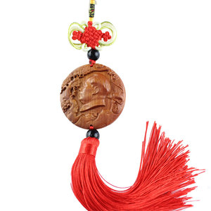 Colgante de madera del Comandante Mao para coche, artesanía de madera de durazno, regalo religioso para templo, decoración para coche - Product Image 4