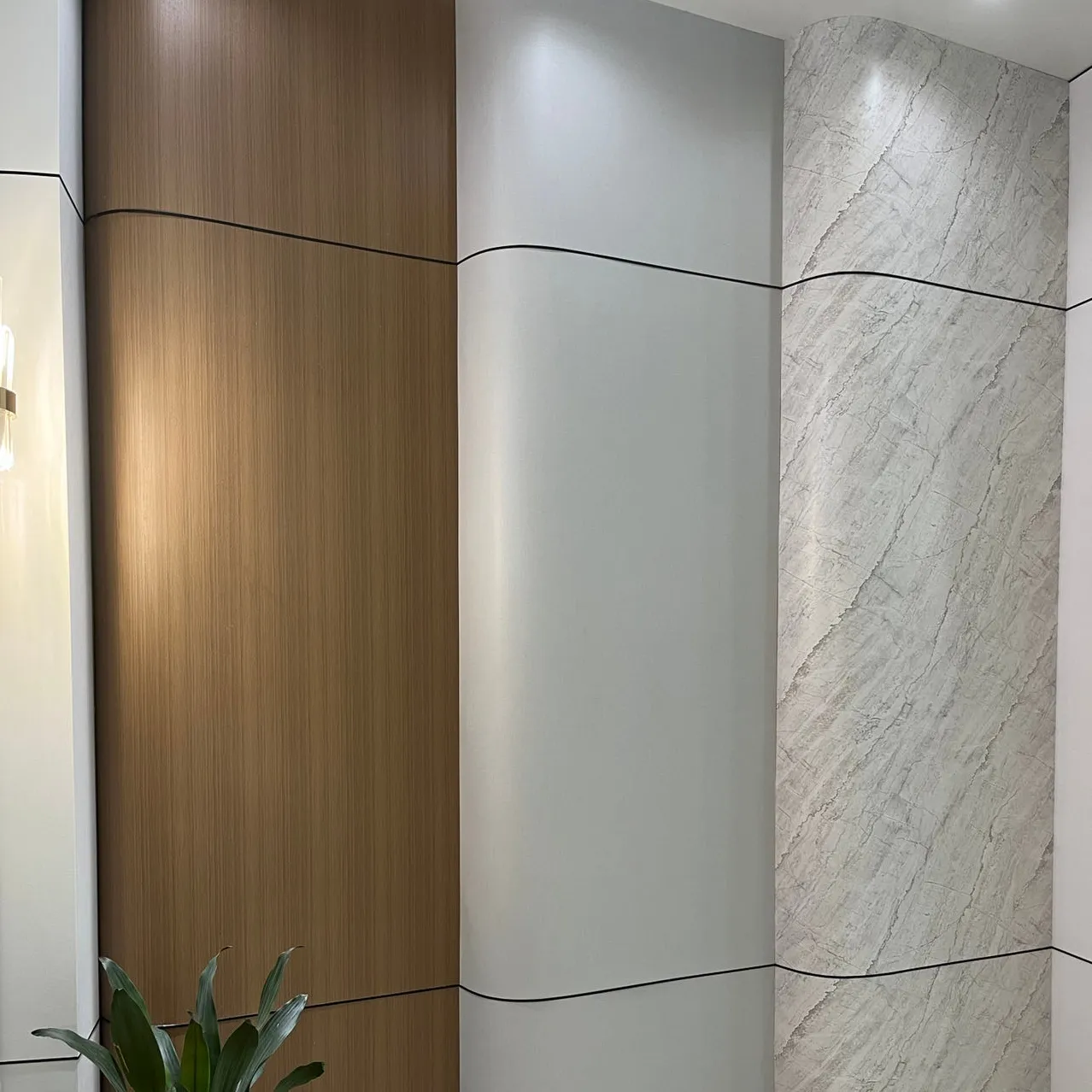 Popüler dayanıklı 5MM 8MM kalınlığı bambu kömür ahşap kaplama taş serisi mermer levha için kapalı duvar paneli dekorasyon