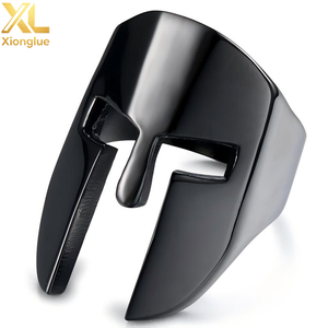 Anillo de Acero Inoxidable Personalizado Estilo Punk para Hombre, Anillo Vintage con Diseño de Casco Espartano, Anillo de Titanio para Hombre - Product Image 1