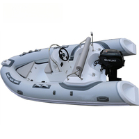 Bote inflable de 4.3m con casco de fibra de vidrio y plataforma de control, bote inflable de goma, bote inflable de fibra de vidrio
