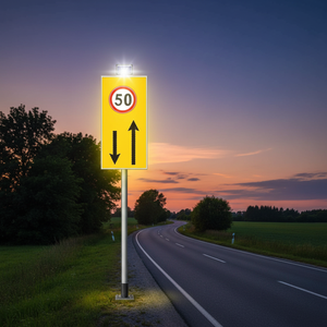 Marqueur routier LED à énergie solaire haute visibilité en PC blanc avec lumière d'avertissement - Product Image 3