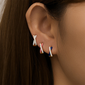 ROXI Ensemble de bijoux de luxe en argent sterling 925 avec émail effet goutte d'huile, comprenant une bague chaîne réglable, des boucles d'oreilles créoles et un bracelet pour femme - Product Image 3