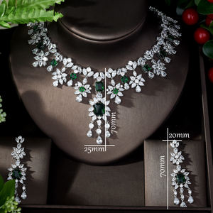 Новое поступление, комплект свадебных украшений HIBRIDE с фианитом, зеленый цвет, квадратная форма, Женские аксессуары для вечеринки, N-277 - Product Image 2