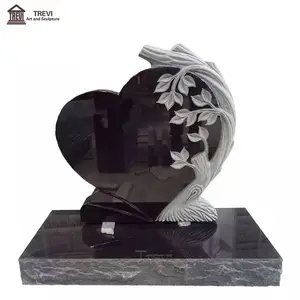 Hand carved edge Granite Heart shaped headstones Tombstone with vase tombstone for graves