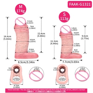 Silicone Large Penis Sleeve Open-ended Dick Sheath Ring Realistic Hollow <b>Dildo</b> Size S M L XL Sex Toy Cock Enlargement - Product Image 6