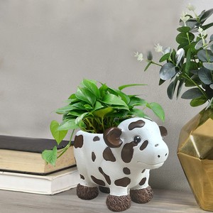 Figurine de pot de fleurs succulentes en résine époxy écologique en forme de vache pour la décoration intérieure et extérieure du jardin et de la cour, créativité - Product Image 2