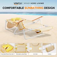 Sac à dos portable de luxe 3 en 1 personnalisé fauteuil de bronzage de plage 600D Oxford lounge inclinable d'extérieur avec repose-pieds pour le visage