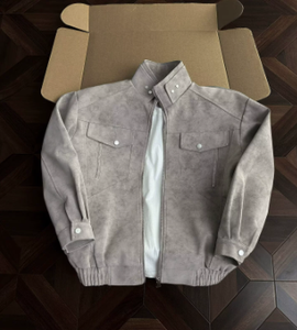 Nouvelle veste <span class=keywords><strong>en</strong></span> <span class=keywords><strong>cuir</strong></span> PU rétro à col montant pour <span class=keywords><strong>homme</strong></span>, style américain haut de gamme, tendance, coupe oversize, pour motard 2025 - Product Image 5