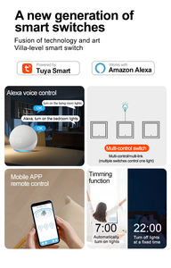 Interruptores de Pared Inteligentes <span class=keywords><strong>con</strong></span> <span class=keywords><strong>Pantalla</strong></span> Táctil de Plástico Estándar Europeo Tuya WiFi Zigbee <span class=keywords><strong>con</strong></span> Control por Voz de <span class=keywords><strong>Alexa</strong></span> y Google Home, Automatización del Hogar de 1 a 4 Vías - Product Image 6