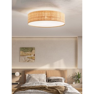 Plafonnier en raphia avec télécommande LED, luminaire à montage en surface pour salon et chambre à coucher - Product Image 4