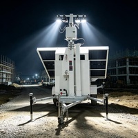 Remorques d'éclairage mobile à LED avec panneaux solaires, indice de protection IP65, dotées de 4 panneaux solaires pour l'éclairage routier en zone isolée