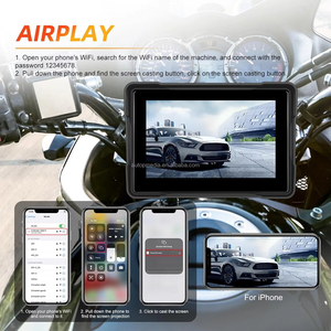 5-inch màn hình cảm ứng Carplay Monitor <span class=keywords><strong>Bluetooth</strong></span> Siri điều khiển bằng giọng nói không dây Android Auto GPS navigation cho xe máy - Product Image 3