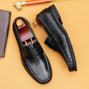 Oxfords de cuero genuino para hombre de nuevo estilo, cierre de cordones Evergreen, suela suave transpirable, suela de goma antideslizante, diseño de un pie - Product Image 3