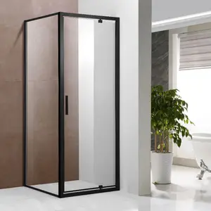 Pivot Bathroom Black Shower Glass Door Shower Room Rotated